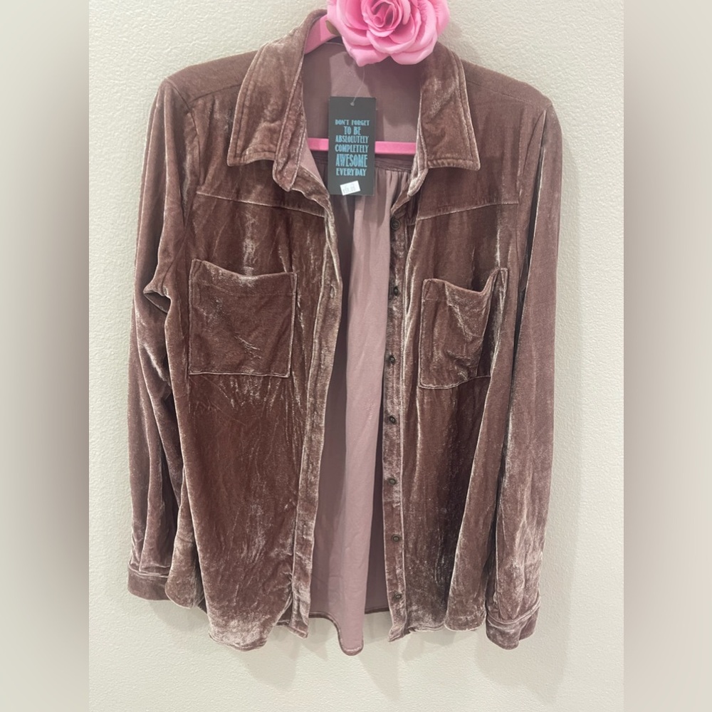 Velvet Button Down Top - image 1